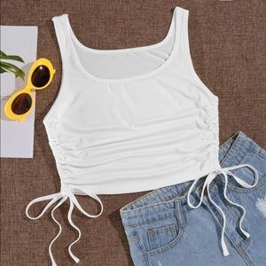 Drawstring side crop tank top